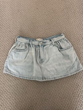 We The Free Light Wash Denim Mini Skirt